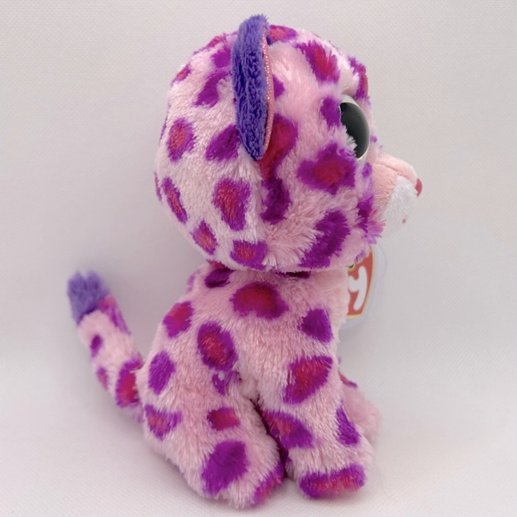 Ty Beanie Boos Collection HTF Glamour the Pink Spotted Leopard Cat Plush - Picture 3 of 7